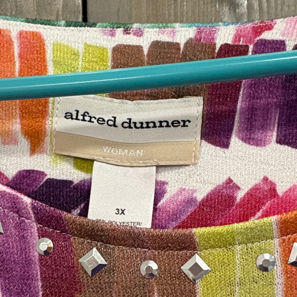 Alfred Dunner Multicolor Brushstroke Top - Picture 2 of 4